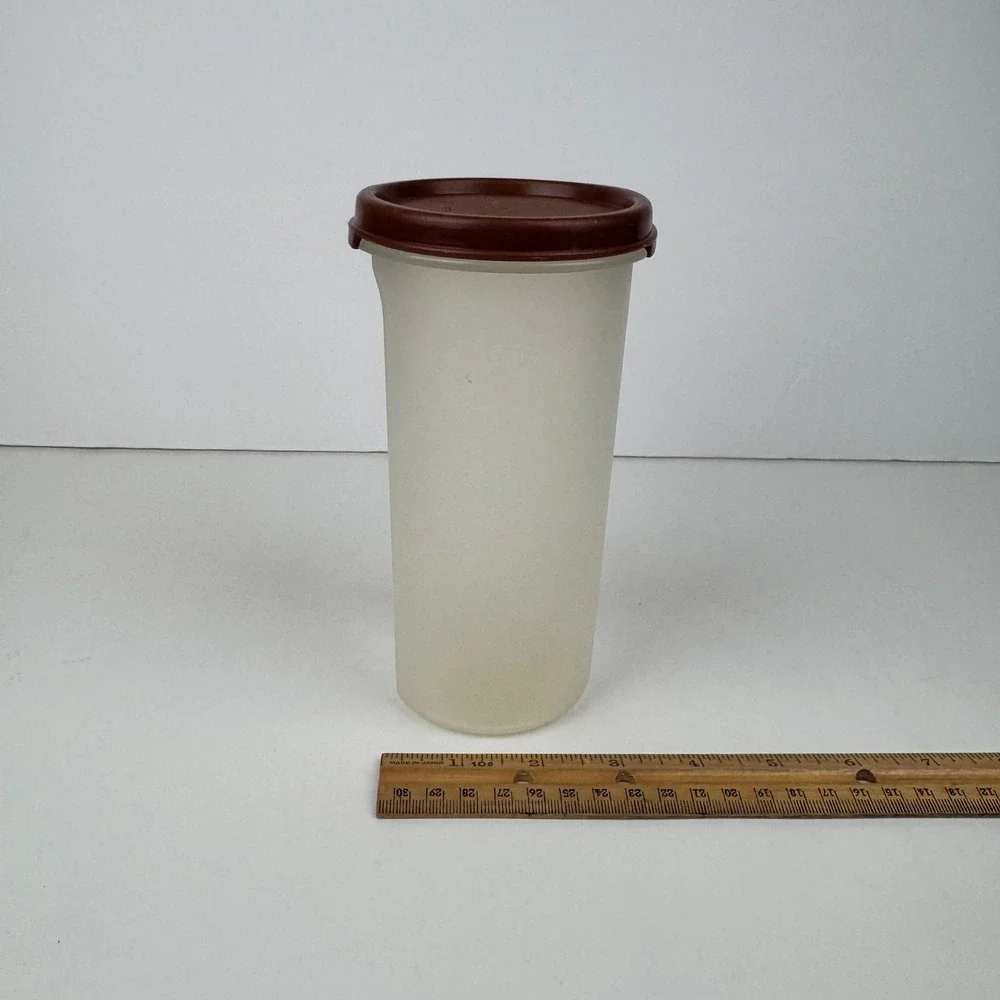 Vtg Plastic Tupperware 22floz Modular Mate Clear Bottom Brown Lid 1641-23‎ READ